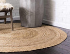 Unique Loom Braided Jute Collection Area Rug - Dhaka (8' Round, Natural)