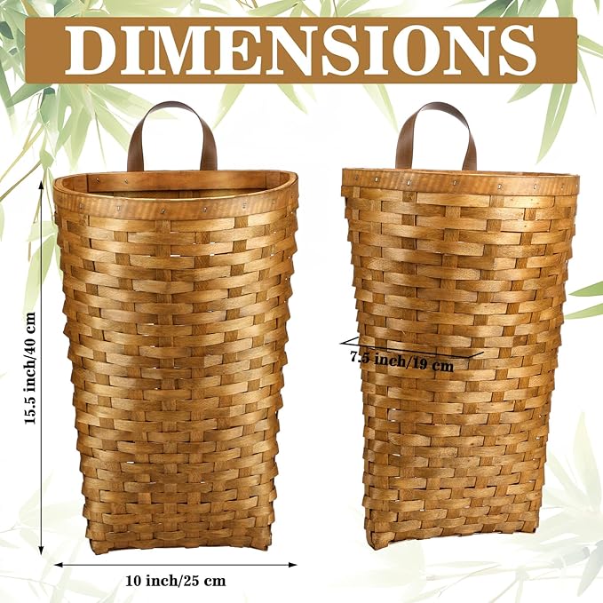 Domensi 15.5 x 10 x 7.5 Inch Front Door Basket Woven Wall Hanging Basket Hanging Storage Decor Farmhouse Decor Crafting DIY for Front Door(15.5 x 10 x 7.5 Inch,Classic Style)