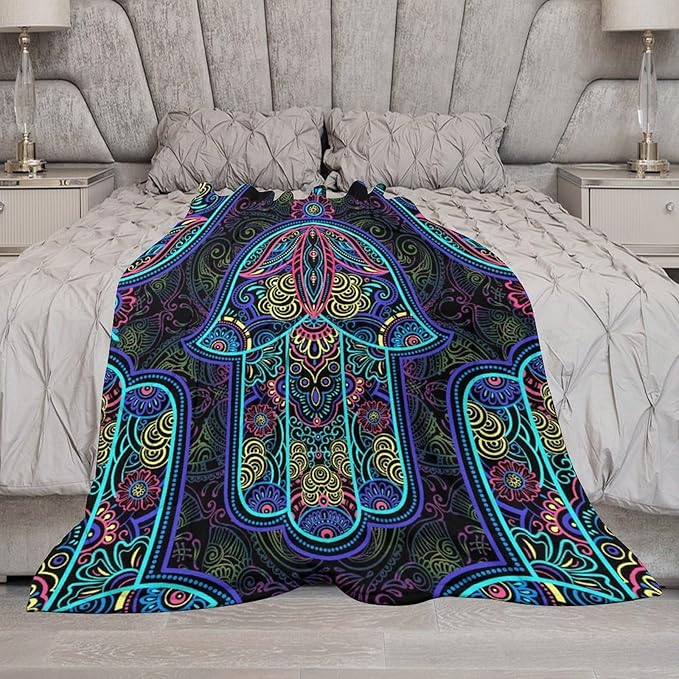 Boho Mandala Throw Blanket Colorful Hand Bohemian Blanket for Sofa Bed Couch Chair Or Dorm 30"x40"