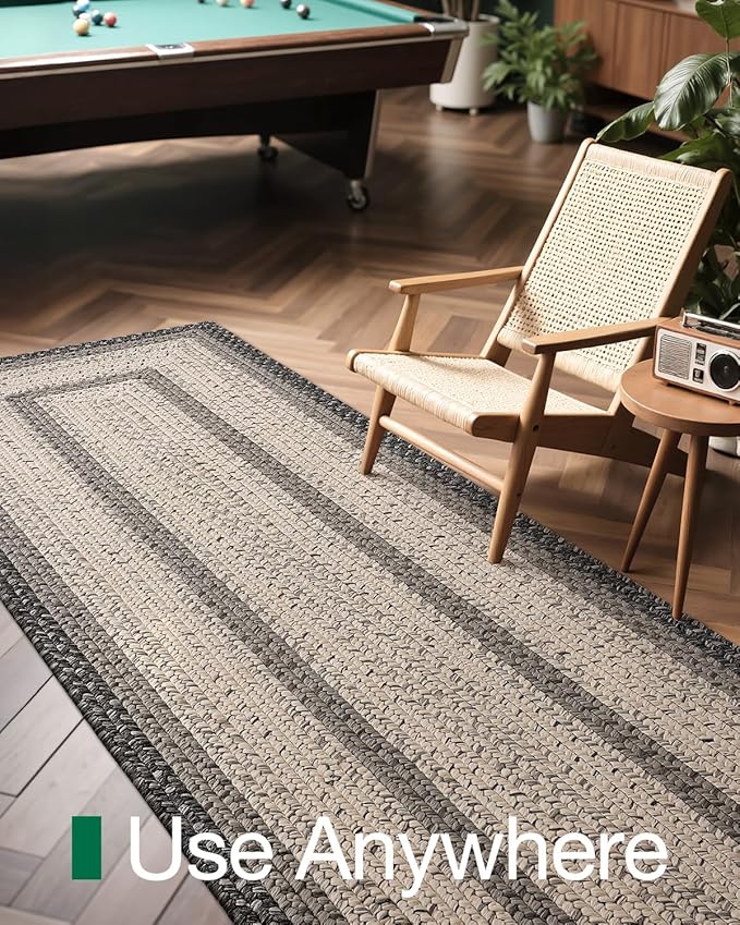 LUMI 3x7 Runner Rug Non Slip for Hallway, Natural Rustic Carpet No Shedding, Farmhouse Braided Area Mat Indoor High Traffic for Living Room, Entryway, Kitchen, Laundry