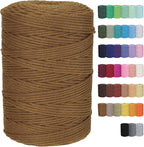 Macrame Cord 3mm x 328yards Natural Macrame Cotton Rope Colored Macrame Rope Soft Cotton Cord Macrame Supplies Craft Rope Macrame Yarn for Plant Hanger Wall Hanger Dreamcatcher (Caramel Colour)