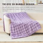 EMME Faux Fur Blanket King Size Purple - Big Bubble Rabbit Cozy Blanket for Couch, Thick Furry Plush Shaggy Blankets, 650GSM, 108x90 Inches