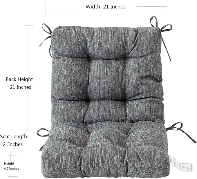 QILLOWAY Outdoor Seat/Back Chair Cushion Tufted Pillow, Spring/Summer Seasonal Replacement Cushions. (Charcoal Grey/Black)