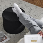 Bezseller Soft Boucle Pouf Ottoman, Comfortable Foot Rest, Full Foam Filling Footstool for Living Room, Bedroom, Lightweight Comfort and Charm Floor Poof Seating Perfect to Rest Your Feet, Black