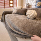ROOMLIFE Sofa Cover, Boho Couch Cover for 3 Cushion Sofa, Non Slip Chenille Sofa Slipcovers for Dog, Washable Furniture Sofa Protector Cover with Tassel for Living Room, 71''X118”