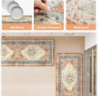KIMODE Anti Fatigue Kitchen Mat for Floor, Boho Orange Kitchen Rugs Sets of 2, Cushioned Kitchen Floor Mats, Fall Kitchen Rugs Non Slip for Halloween Sink Laundry Desk Home 17"x47"+17"x29"