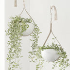 Hajia 2 Pack Waterdrop Shaped Hanging Planter, Beige Metal Plant Hanger with Non-Detachable Pots, Boho Hanging Plant Holder for Wall and Ceiling Decor.(No Plants or Drainage Holes)