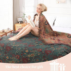 Boho Throw Blanket for Bed - 100% Pure Cotton Ultra Soft Rustic Quilt - Farmhouse Decor Bed Blankets, All Season Rustic Throw for Sofa Couch Chair(91''x 98'', Floral)