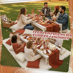 91 x 71 Extra Large Outdoor Boho Picnic Blanket with Terracotta Table Runner, 6 Throw Pillow Covers 6 Napkins Woven Cotton Yarn Oversize Beach Blanket Washable Picnic Camp Wedding