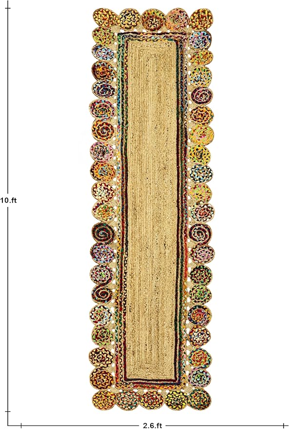 Rectangular Area Rug - 2x3 Feet Multicolor Cape Code Chindi Cotton Jute Rug Geometric Kilim Rug Indoor Outdoor Use Carpet Flatweave Rugs for Bedroom Dining Room Living Room