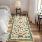 Mushroom Insect 2x6 Runner Rug for Hallway Washable Kitchen Rugs Non Slip with Rubber Back Khaki Green Low-Pile Stain Resistant Indoor Carpet for Entryway Bathroom Laundry Dorm