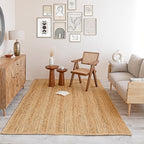 HOMEMONDE Natural Jute Area Rug 5'x8' - Rustic Braided Reversible Area Rug - Farmhouse Boho Indoor Floor Rugs - Eco Friendly for Living Room, Bedroom, Kitchen, Hallway