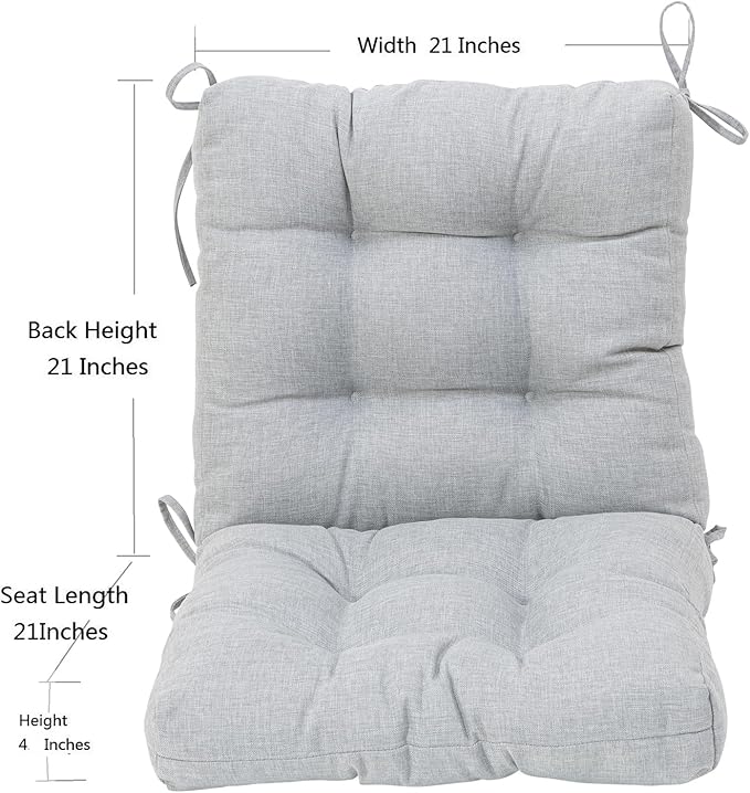 QILLOWAY Outdoor Seat/Back Chair Cushion Tufted Pillow, Spring/Summer Seasonal Replacement Cushions - Set of 2 (Silver/Grey)