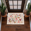 2x3 Area Rugs for Entryway, Non-Slip Low Pile Boho Small Carpet, Machine Washable Floral Throw Rug for Entrance, Bedroom, Kitchen, Laundry, Bathroom (2x3 Beige Red)