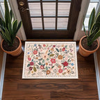 2x3 Area Rugs for Entryway, Non-Slip Low Pile Boho Small Carpet, Machine Washable Floral Throw Rug for Entrance, Bedroom, Kitchen, Laundry, Bathroom (2x3 Beige Red)
