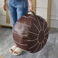 Louis Donné Unstuffed Round Pouf Ottoman Cover, Handmade Moroccan Decorative Pu Footstool Seat, Small Bean Bag with Storage, Floor Chair Footstool for Living Room, Bedroom Balcony(ONLY Cover)