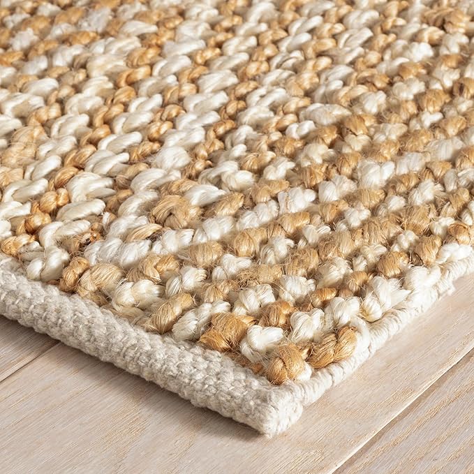 Dash and Albert Meghan Ivory/Natural Handwoven Jute Rug, 2 X 3 Feet, Neutral Geometric Pattern - Premium Luxury Hotel Quality Soft Breathable Hypoallergenic Machine Washable Easy Care All Season
