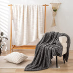 YUSOKI Sherpa Large Throw Blanket Single Layer,Light Weight(1.7lb),370GMS-3D Stylish Design for Gift Home Decor (Ivory,50"x65")