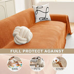 hyha Couch Cover for Dogs, Boho Sofa Covers for 3 Cushion Couch Washable, Chenille Sofa Slipcover for Pets, Soft Loveseat Sectional Couch Throw Blankets with Tassels (Orange, 71x102 Inch)
