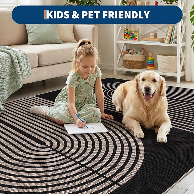 GarveeHome Modern Rainbow Easy Jute Runner Rug, 2x8 Runner Rug for Hallways Non-Slip Indoor Outdoor Carpet, Washable for High Traffic Laundry Room, Kitchen, Entryway