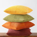 MIULEE Yellow Orange Rust Throw Pillow Covers 20x20 Inch 4 Packs Boho Farmhouse Decorative Color-Clash Pillow Cases Soft Cushion Cases for Couch Sofa Bed Corduroy Striped Home Decor