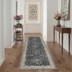 GENIMO Area Rug 2x3 Doormat, Machine Washable Low Pile Rugs, Small Retro Chenille Entryway Mat for Entrance, Hallway, Kitchen and Corridor, Sandy Charcoal