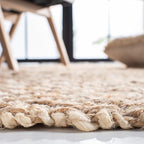 SAFAVIEH Natural Fiber Collection Area Rug - 6' x 9', Ivory & Natural, Handmade Boho Diamond Tassel Jute, Ideal for High Traffic Areas in Living Room, Bedroom (NF266A)