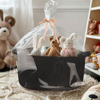 Black Woven Storage Basket, 17"x12"x8" Cotton Rope Baskets for Organizing Dog Toy, Gift, Book, Towel, Cloth, Shoe, Decorative Wicker Storage Bin for Shelves, Closet, Bathroom, Living Room