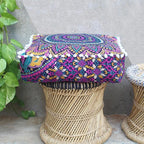 CRAFT KALA Large Hippie Mandala Meditation Floor Ottoman Pillow Cushion Pouf Cover Square Poufs Bohemian Circle Floor Cushion Case Outdoor Fireplace Yoga Living Room Decor Cover New Pink, 18" Square