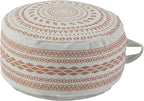 MOCOFO Unstuffed Round Pouf Cover, Boho Geometric Ottoman Footstool Cover with Handle, Decorative Floor Pillow & Storage Bean Bag for Living Room, Nursery, Patio(Red,18x18x8,Cover only)
