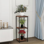 CASIMR Plant Stand for Indoor, Tall Metal Shelf with Square Wooden Board, 3 Tier Display Rack for Multiple Plants, 32 Inch Tiered Flower Pot Holder for Corner Living Room Balcony Garden Patio,