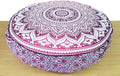 ICC Large Hippie Mandala Round Floor Pillow Cover Ottoman Pouf Cover Daybed Oversized Cotton Cushion Cover with Heavy Duty Zipper Seating Ottoman Poufs Dog-Pets Bed (Pink Ombre, 35" Round)