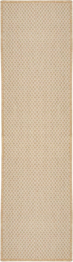 Nourison Home Courtyard Natural 2' x 6' Area Rug - Easy Clean, Non Shedding, Bed Room, Living Room, Dining Room, Kitchen (6' Runner)