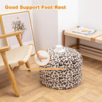 Round Pouf Ottoman 20 x 20 x 14 Inches Boho Poof Home Decor Floor Pouffe Ottoman Foot Rest for Couch Sofa Bean Bag Chairs Living Room Bedroom (Leopard Print)