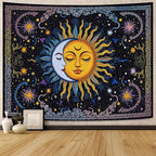 Spenlife Sun and Moon Tapestry, Celestial Couple Tapestries for Bedroom, Aesthetic Wall Decor, Starry Tapestries (90" x 70")