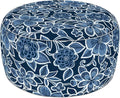 LVTXIII Indoor/Outdoor Extra Large Inflatable Ottoman Pouf D31 x H14 Inch, Round Footstool with Handle, Weather-Resistant Portable Furniture for Patio, Camping, Beach, Flower Navy