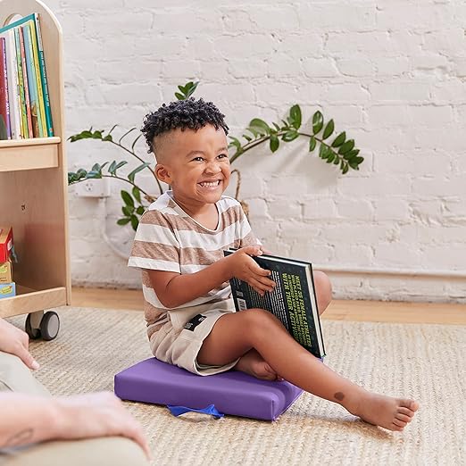 ECR4Kids SoftZone Square Floor Cushions with Handle, Flexible Seating, Purple, 6-Piece