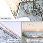 HVEST Ocean Beach Tapestry Wall Hanging, Sunset Seabird and Beach with Grass, Natural Landscape for Bedroom, Living Room, Dorm Decoration, 92.5x70.9 Inches
