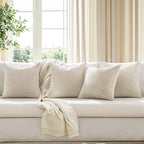 MIULEE Beige Decorative Throw Pillow Covers for Couch Living Room 18x18 Inch Soft Pillow Cases Set of 4 Boho Striped Corduroy Farmhouse Cushion Covers Home Decor for Sofa Bed