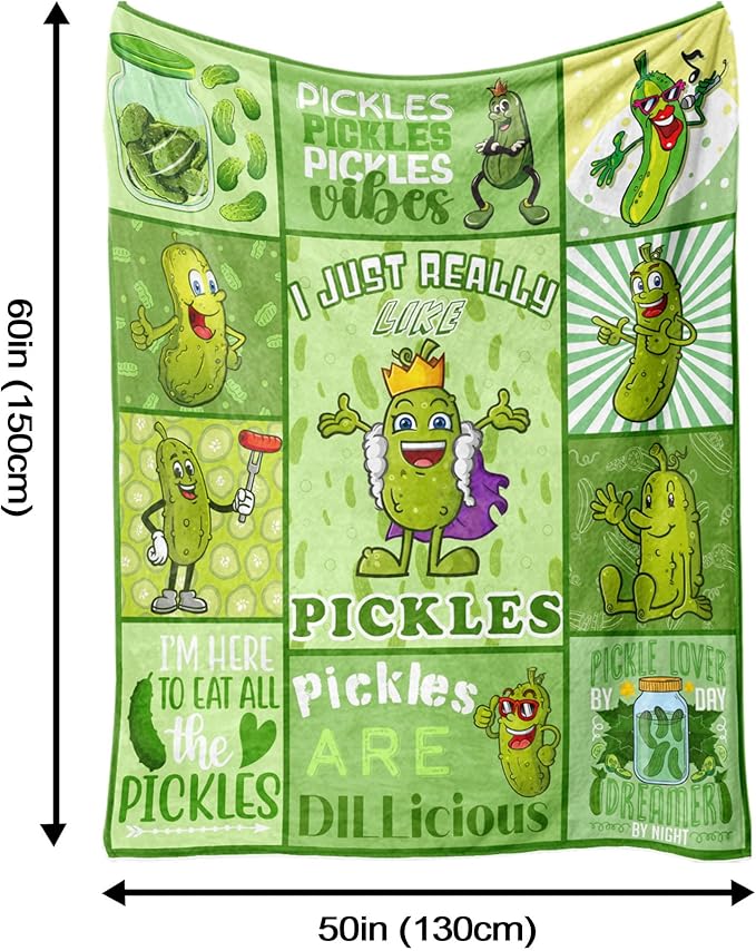 Aipon Pickle Blanket Gifts for Pickle Lovers, Funny Food Cucumber Blankets 50"x 60", Green Soft Cozy Lightweight Throw Blanket for Women Kids Teens Boys Girls