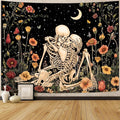 Accnicc Floral Skeleton Lovers Tapestry for Bedroom Gothic Skull Wall Tapestry Aesthetic Vintage Flower Plant Large Tapestries Wall Hanging for Living Room Dorm 80 x 60 Inch