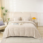 YUSOKI Queen Size Blanket Single Layer,Weight(4.4lb),370GMS-3D Stylish Design for Gift Home Decor (Linen,90"x90")