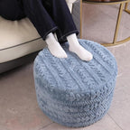 Asuprui Round Footstool Ottoman, 20x14 Inches Multi-Functional Modern Foot Stool,Floor Poufs, Sofa Footrest Extra Seating for Living Room, Entryway, Hallways and Bedrooms (Blue)