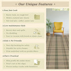 JTJ 5x7 Plaid Area Rug for Living Room - Large Indoor Outdoor Rug for Porch, Bedroom Under Bed, Non Slip Modern Farmhouse, Easy Jute Washable Beige and Sage Green Striped Aesthetic Room Decor