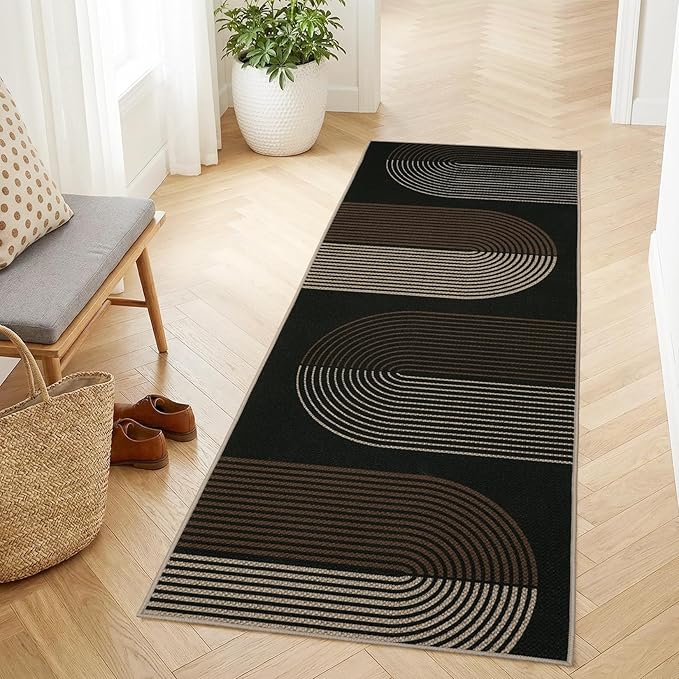 GarveeHome Modern Rainbow Easy Jute Runner Rug, 2x6 Runner Rug for Hallways - Non-Slip Indoor Outdoor Carpet, Washable for High Traffic Laundry Room, Kitchen, Entryway