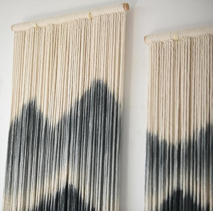 Large Macrame Wall Hanging 5Pcs Handmade Dip-Dyed Mountain Wall Decor Combination Suspension Bedroom Living Room Modern Fiber Yarn Wall Art