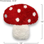 Mushroom Throw Pillow Tufted Shape Decorative Cushion 15” x 15” – Decor for Bed, Couch, Living Room (Red)