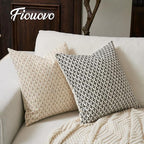 Floral Pillow Covers 18x18 Pillow Cover Block Print Couch Pillows for Living Room Decorative Neutral Accent Throw Pillow Covers, 1PC, Charcoal Black