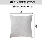 Home Brilliant Decorative Lined Linen Euro Sham Pillow Cover for Couch Bench Patio Floor, 24x24(60x60cm), Light Grey