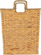 Household Essentials Square Handwoven Water Hyacinth and Seagrass Basket with Handles, Natural